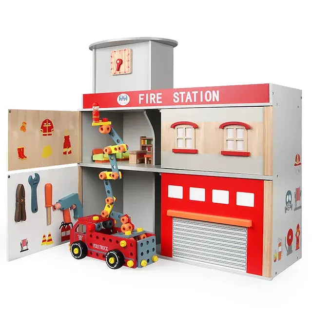 Large wooden shop fire station