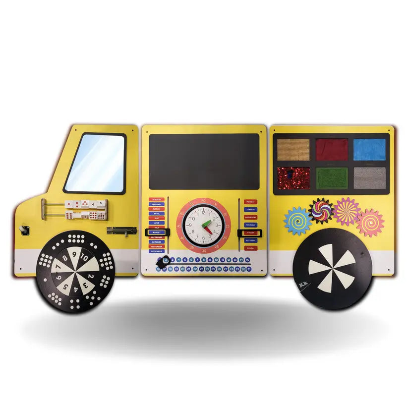My School Bus Wooden Montessori Wall Activity Panel - Eduspark Toys