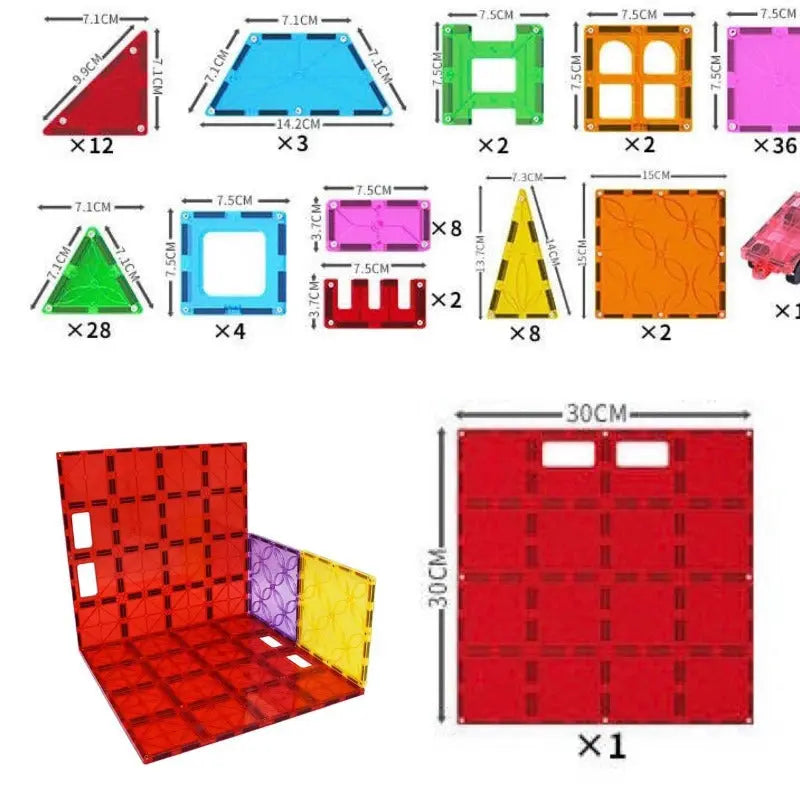 108 Pc Magnetic Tiles Set with Large Building Base plate