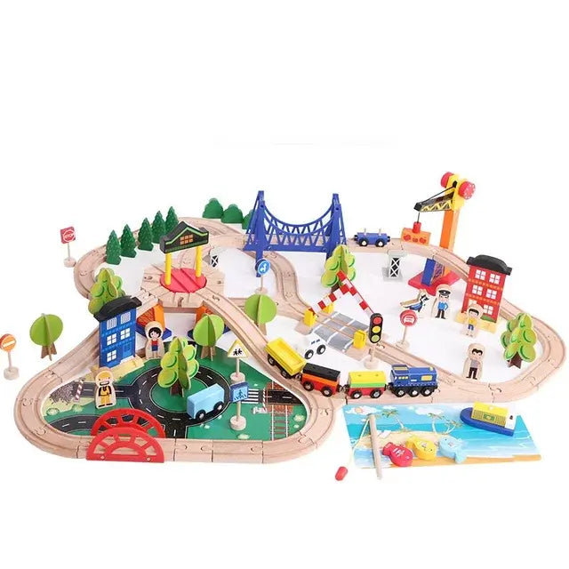 108 Pc Wooden Train Track Set Eduspark Toys