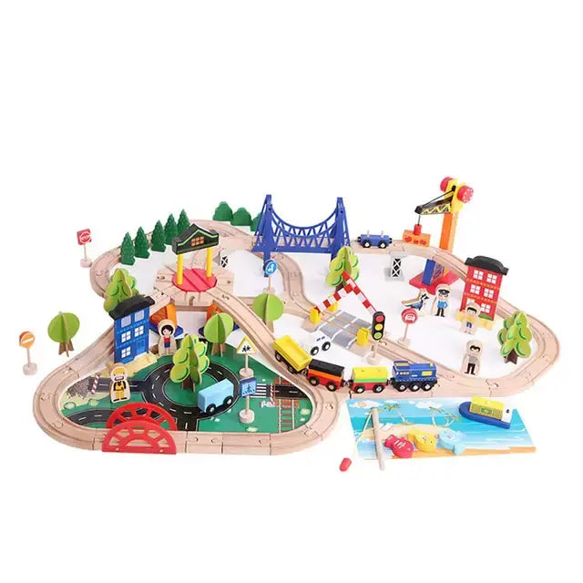 108 Pc Wooden Train Track Set Eduspark Toys