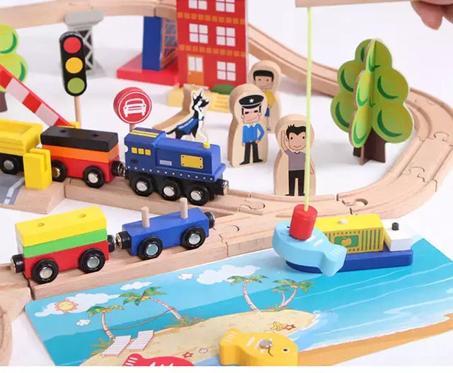 108 Pc Wooden Train Track Set - Main Image