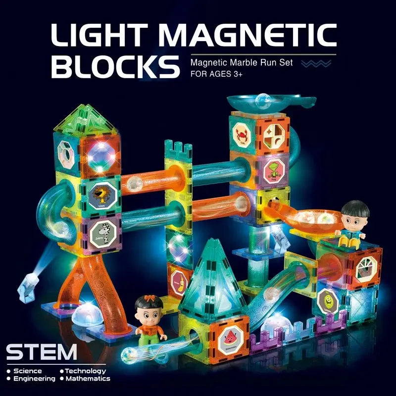 110 pc Light Magnetic Marble Ball Run Eduspark Toys