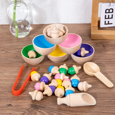 Wooden Acorn Sorting & Counting Toy - Eduspark Toys