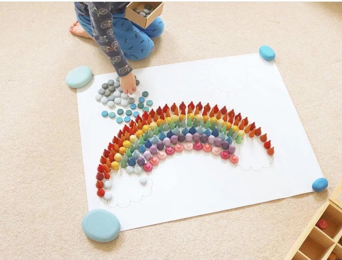 Lilplayground 108-Piece Wooden Mandala Set - Montessori Loose Parts Toys