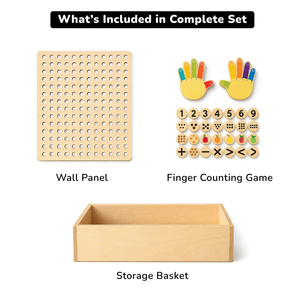 Wooden Sensory Wall Panel - Montessori Counting Pegboard Eduspark Toys