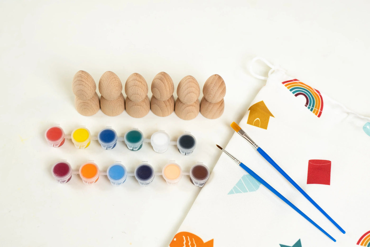 DIY Wooden Nins paint your own with storage bag