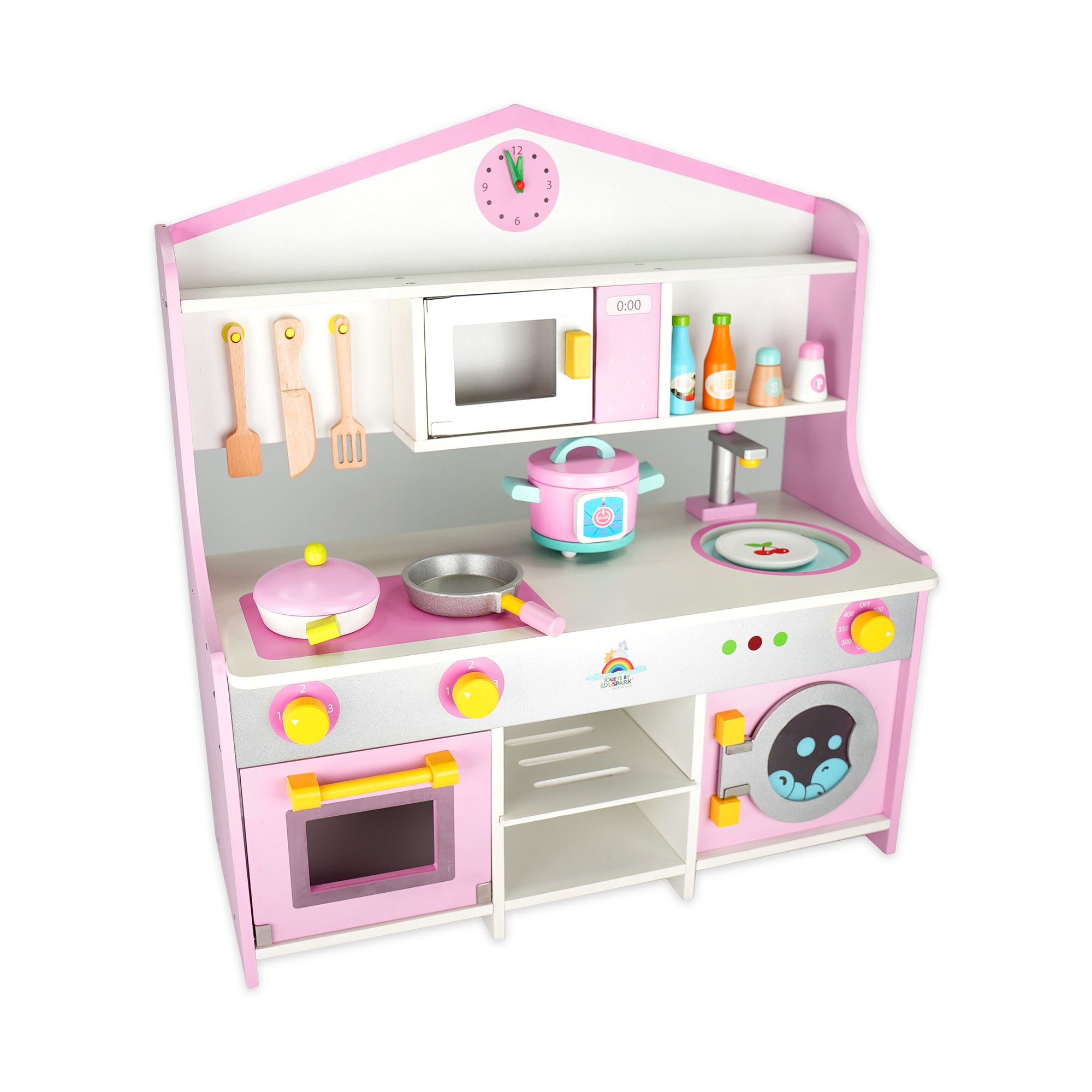Wooden Pink and White Kitchen Set Eduspark Toys - Main Image