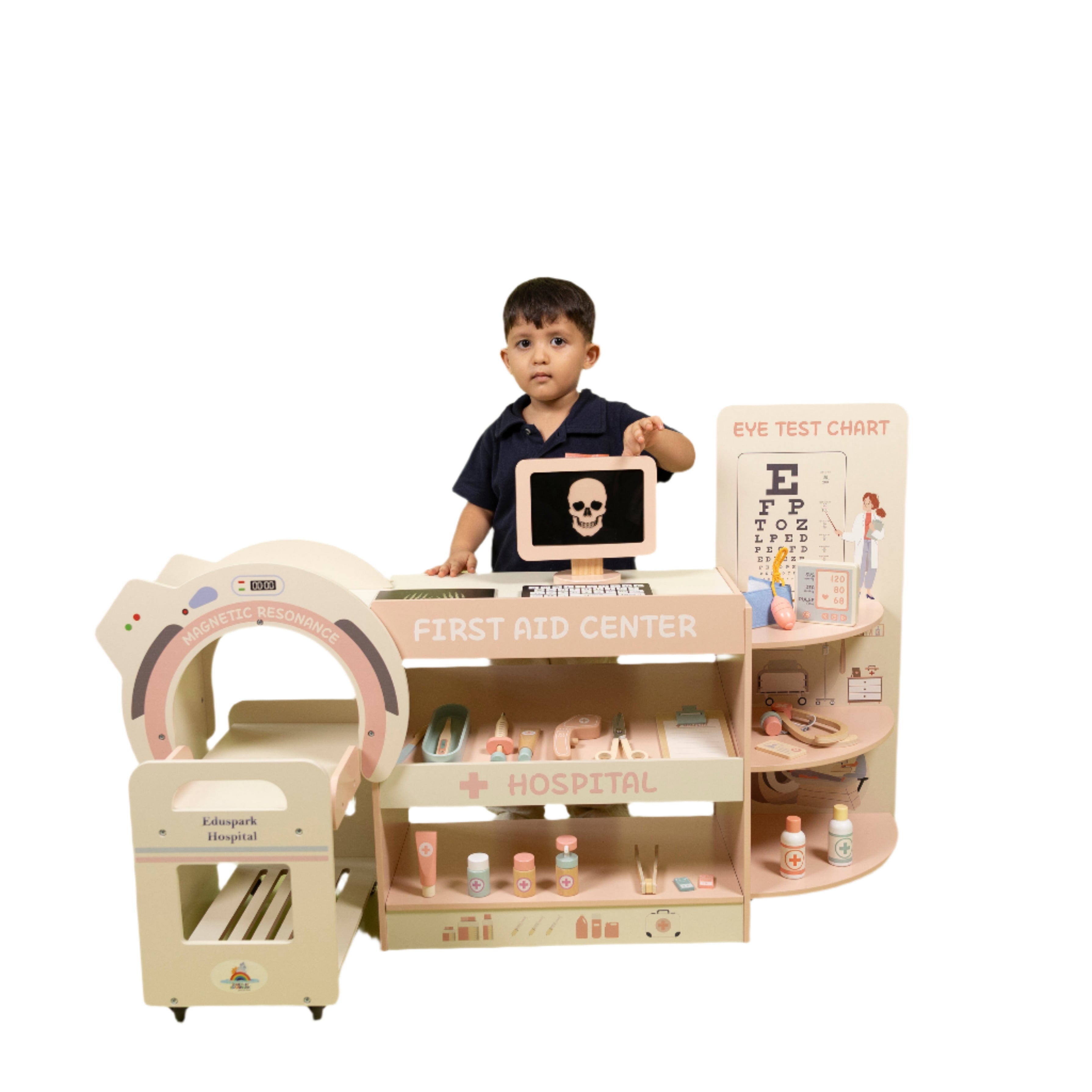 Wooden Kids Hospital Playset – First Aid Emergency Medical Center Toy (Ages 3+)