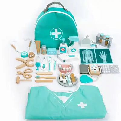 Luxury 36 Pieces Wooden Doctor Set with Costume Eduspark Toys