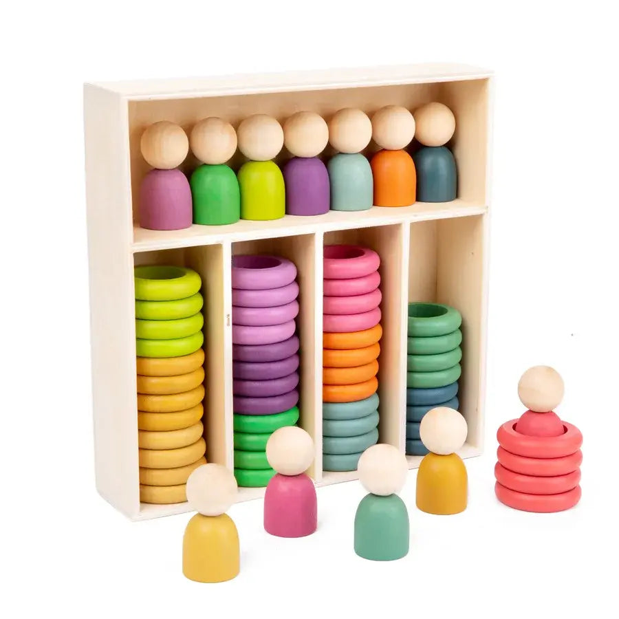 Montessori Wooden Color Sorting Stacking Game Eduspark Toys