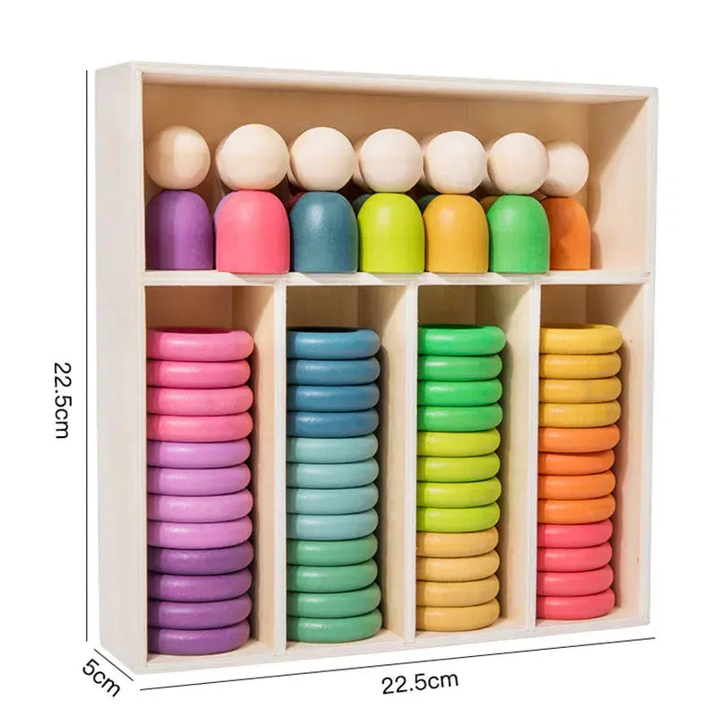 Montessori Wooden Colour Sorting Stacking Game - Eduspark Toys
