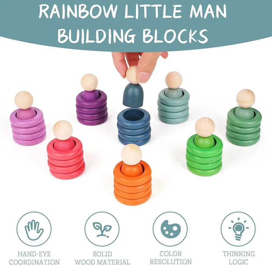 Montessori Wooden Color Sorting Stacking Game Eduspark Toys