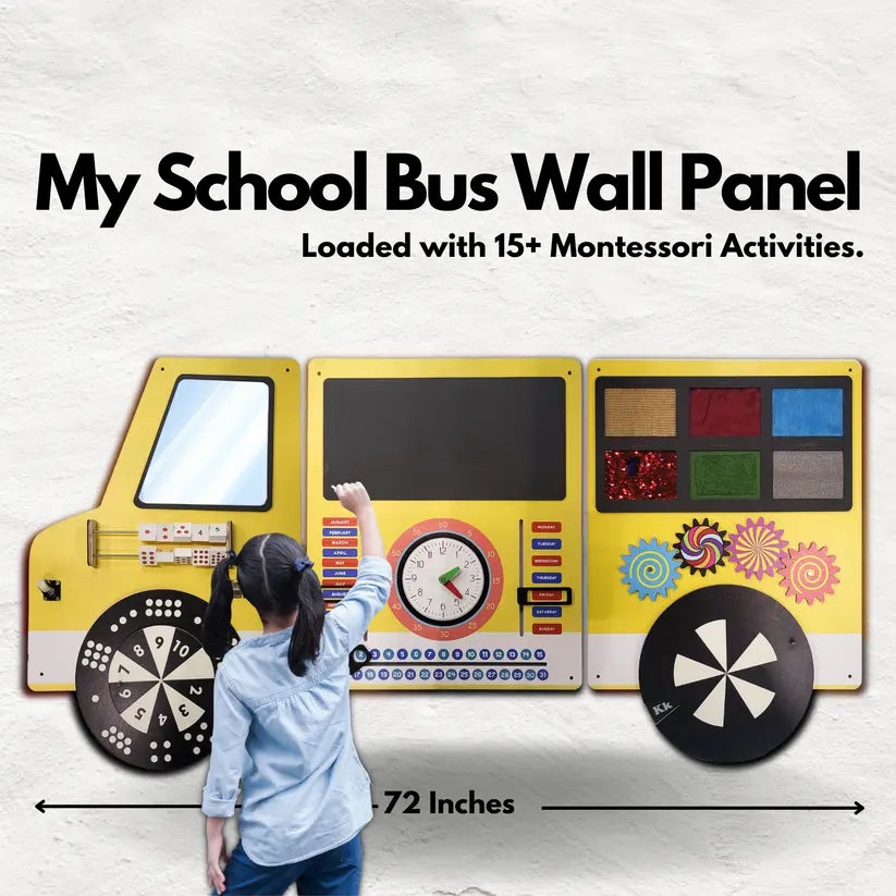 My School Bus Wooden Montessori Wall Activity Panel Eduspark Toys