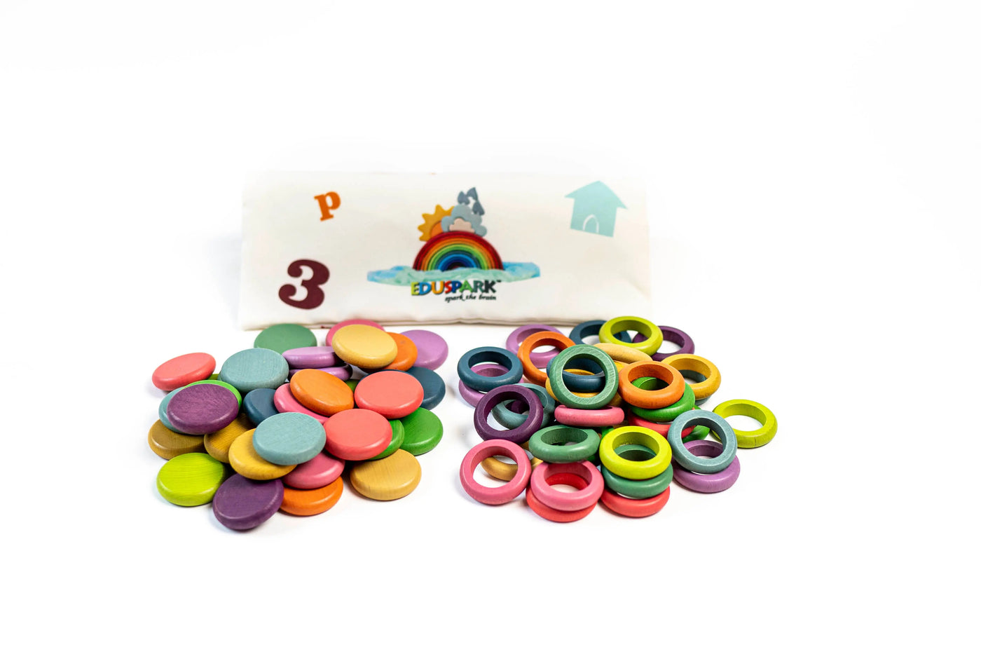 Open-Ended Play wooden Rings and Coins Eduspark Toys