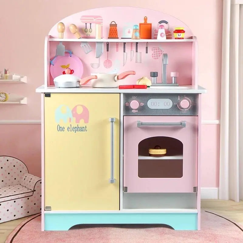 Pink & Yellow  Wooden Kitchen set