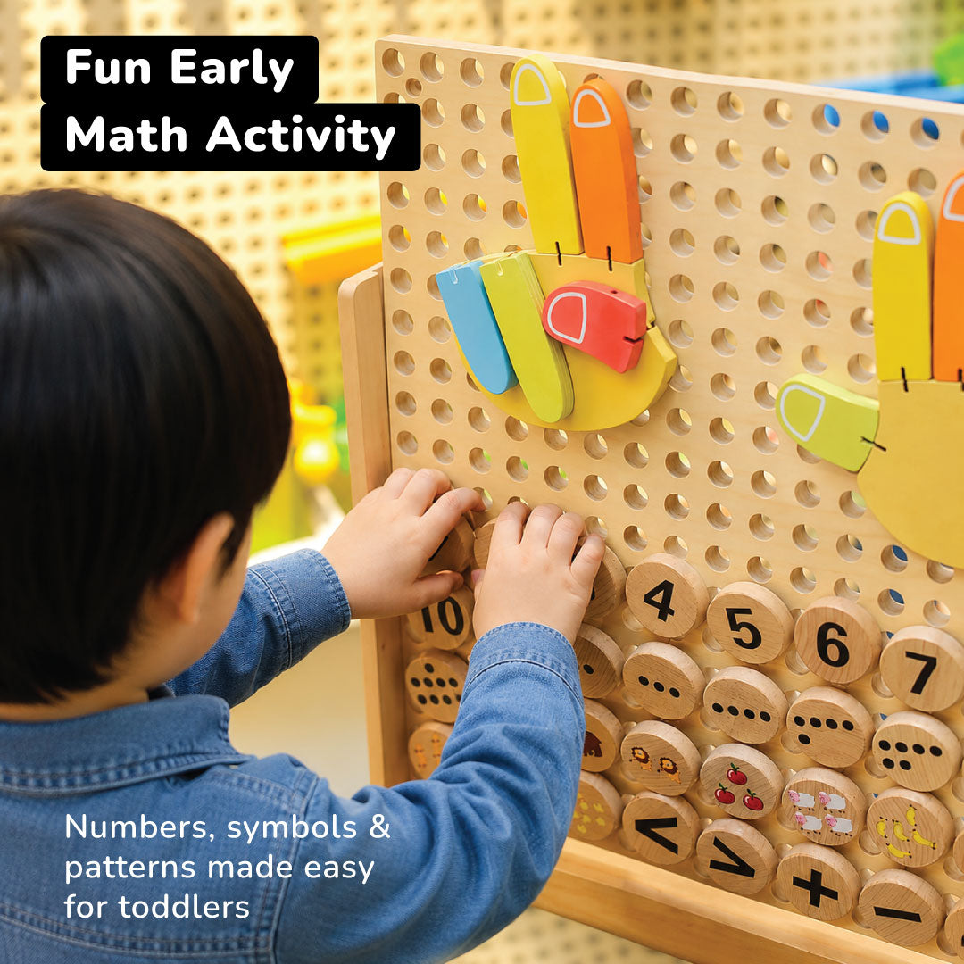 Wooden Sensory Wall Panel - Montessori Counting Pegboard Eduspark Toys