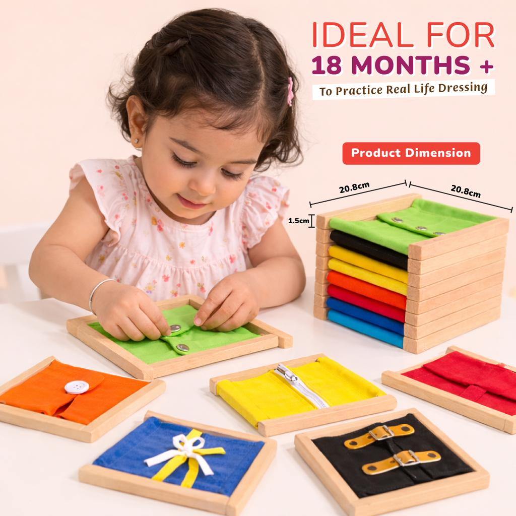 Montessori Dressing Frames Set for Kids | Practical Life Learning Toy ...