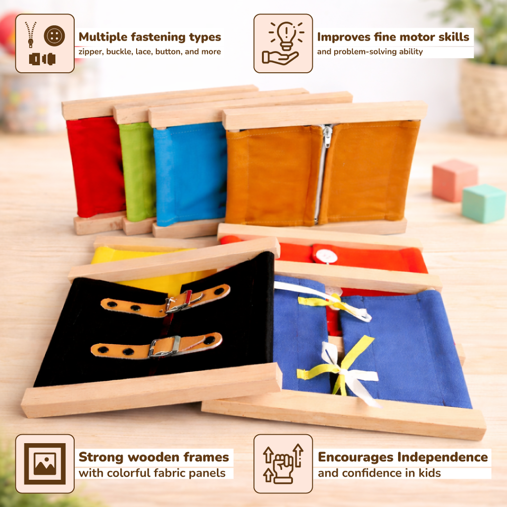 Montessori Dressing Frames Set for Kids | Practical Life Learning Toy ...
