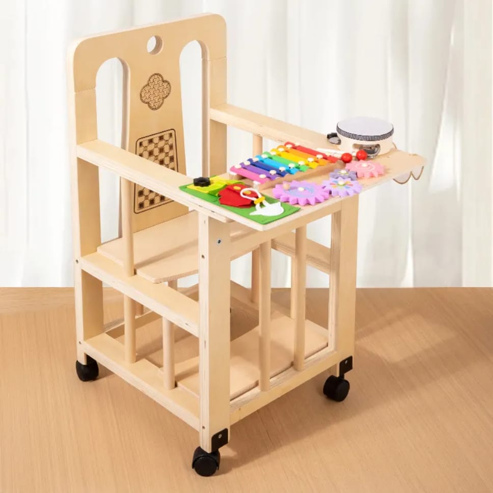 Baby Testing Chair Wooden Baby Growth Chair with Musical Sensory Board | Eduspark Toys