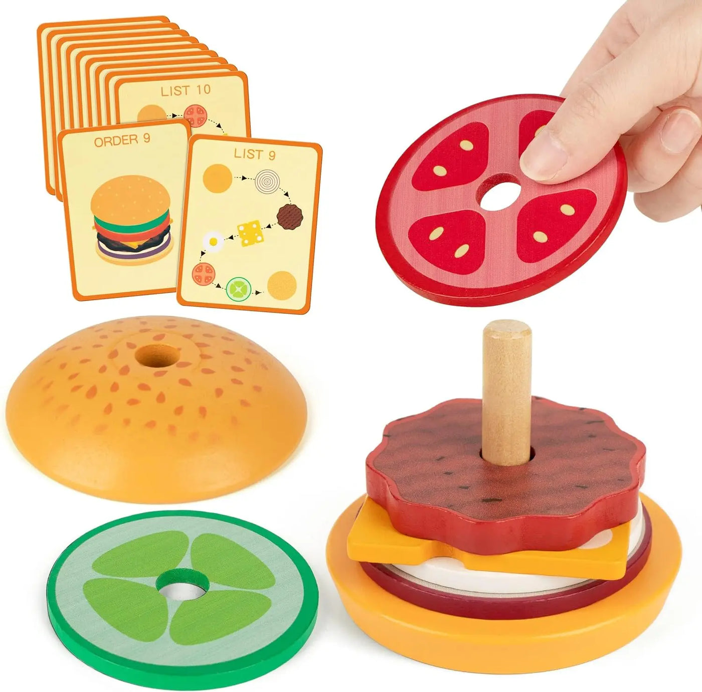 Wooden Burger Stacking Toy Eduspark Toys