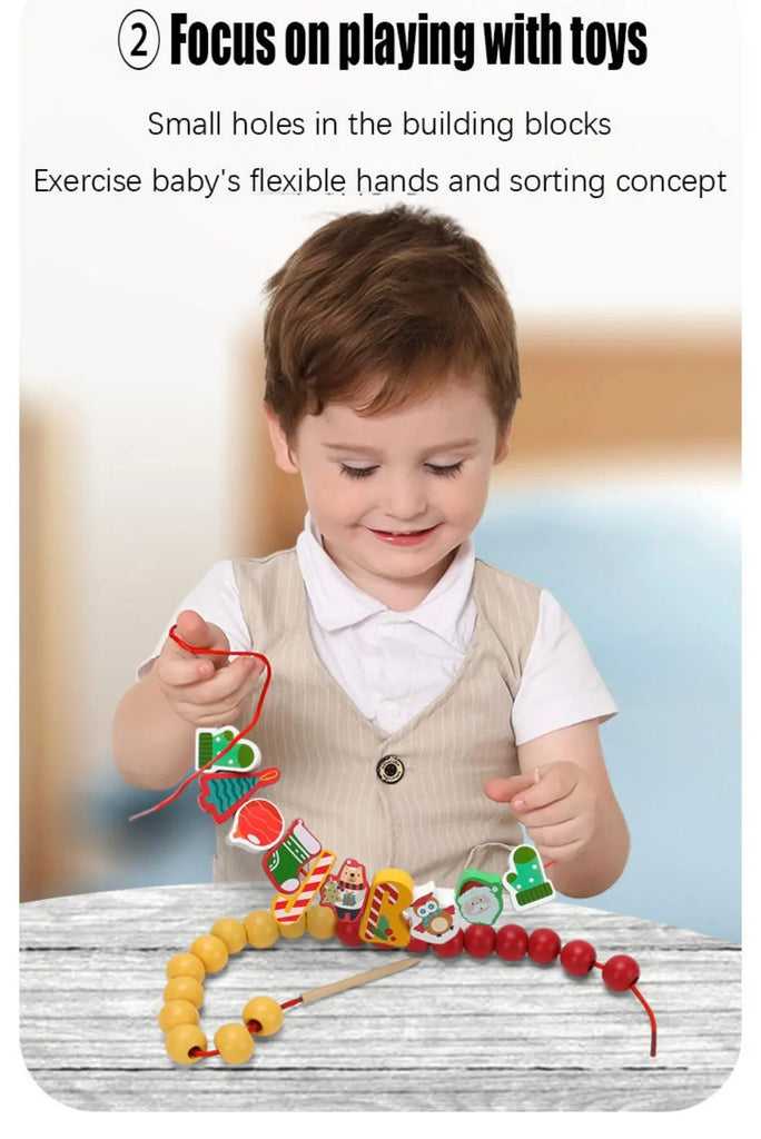 Wooden Christmas Lacing Beads Eduspark Toys