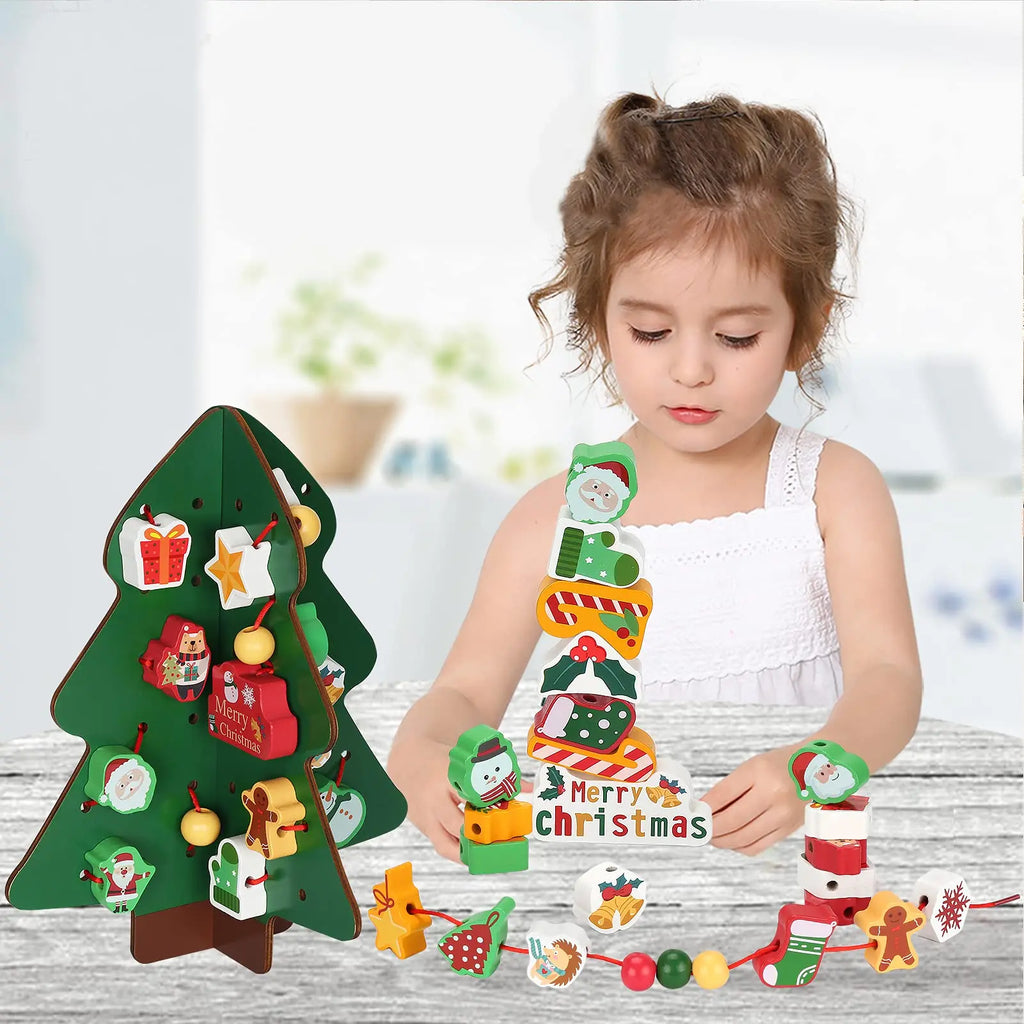 Wooden Christmas Lacing Beads Eduspark Toys