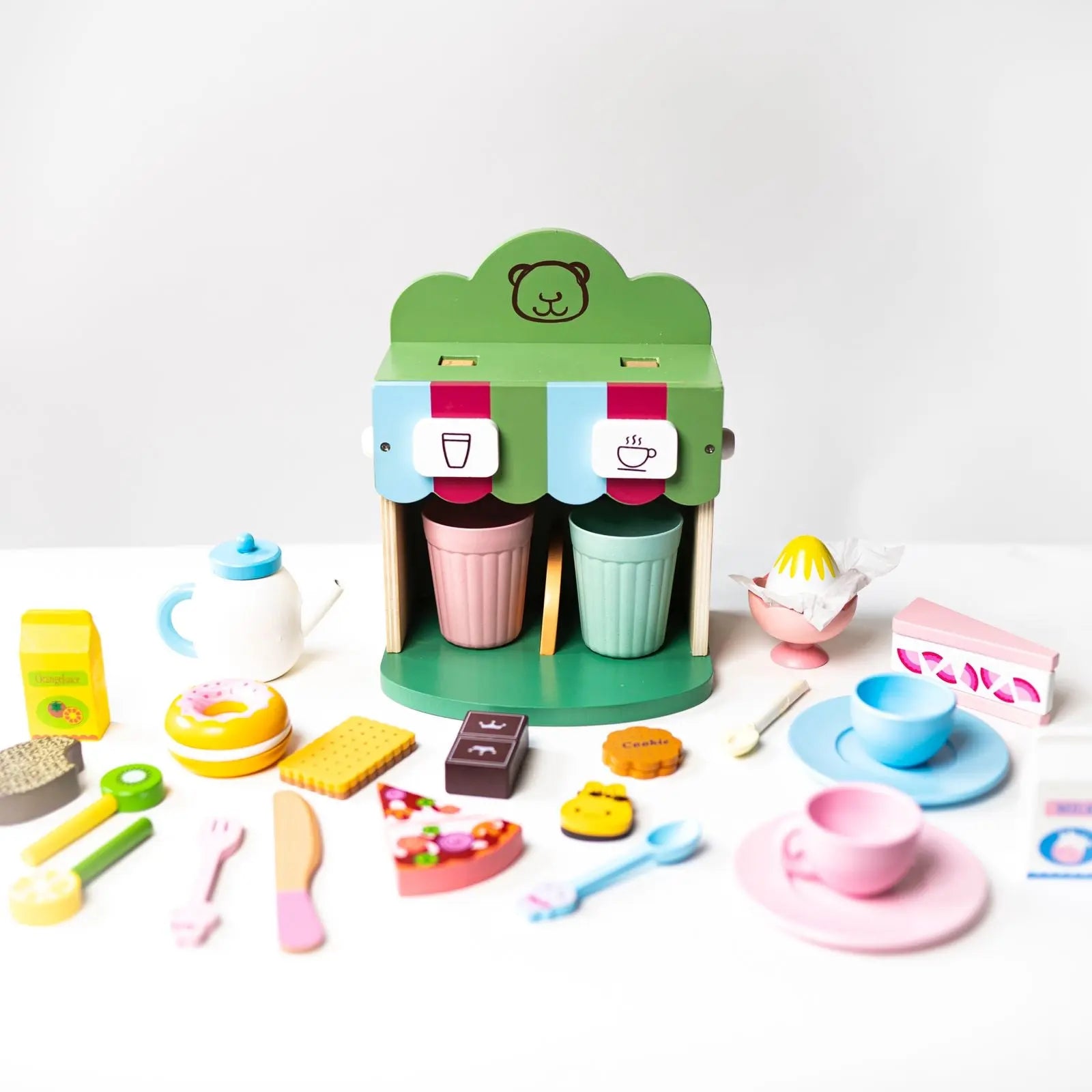 Wooden Expresso Coffee Machine with Food Items Eduspark Toys