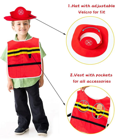 Wooden Firefighter Costume Fireman Dress Up playset Eduspark Toys
