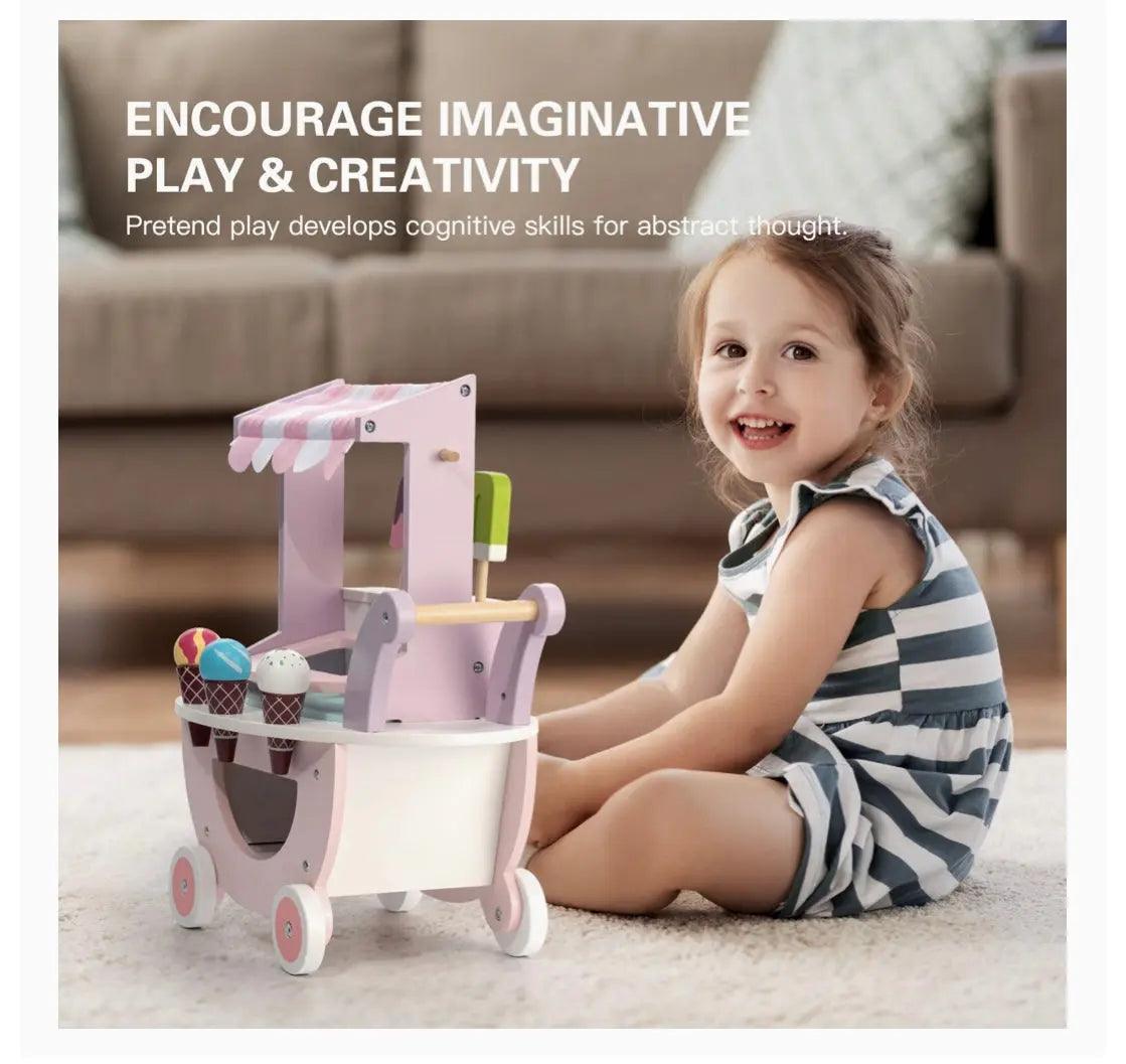 Wooden Pretend Play Icecream cart Eduspark Toys - Main Image