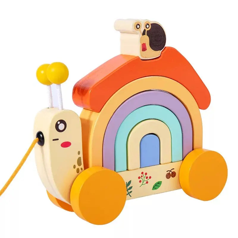Wooden Pull - Along Rainbow Snail Stacker Eduspark Toys