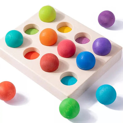 Wooden Rainbow Color Balls   Classification & Congnition Board Eduspark Toys